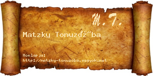 Matzky Tonuzóba névjegykártya